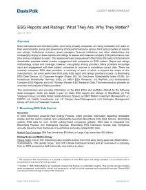 Davis Polk - ESG Reports and Ratings: What They Are, Why They Matter?